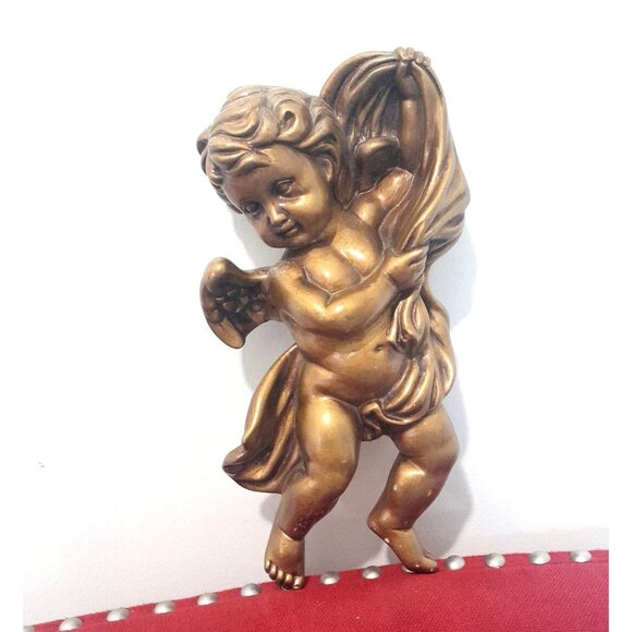 Vintage Homco 1120 Angel Cherub Gold Wall French Hollywood Regency Rococo Style - Picture 1 of 4